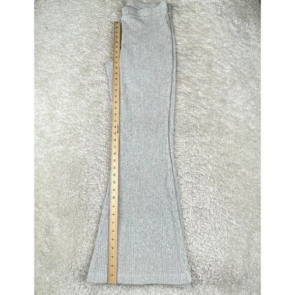 Aerie Groove On Ribbed High Waisted Velour Flare Pant Light Gray FLAW - Picture 10 of 12